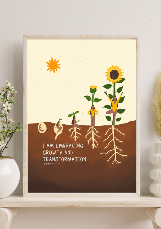 June Affirmation - I Am Embracing Growth & Transformation - A4 Print